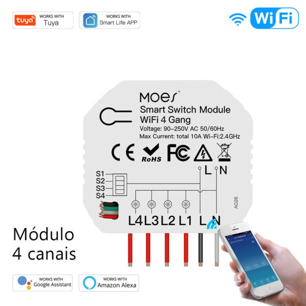 Módulo Wi-Fi 4 canais