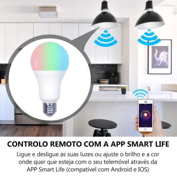 Lâmpada Wi-Fi RGB+C+W 14W E27 - Image 3