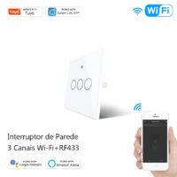 Interruptor WIFI + RF433 de Parede Touch Vidro 3 canais
