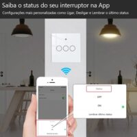 Interruptor WIFI + RF433 de Parede Touch Vidro 3 canais Sem NEUTRO