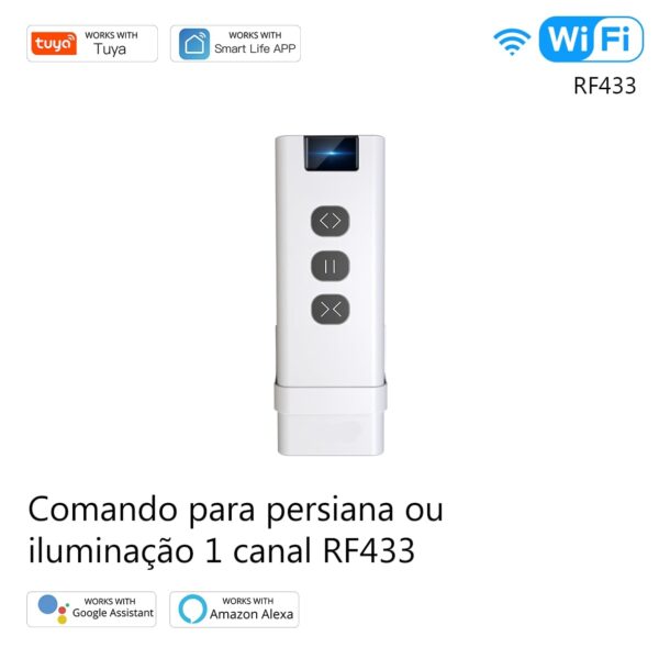 Comando para persiana ou iluminação 1 canal RF 433MHz