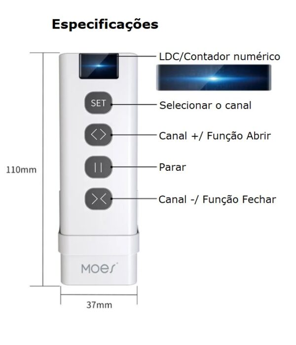 Comando para persiana 9 canais RF 433MHz - Image 2