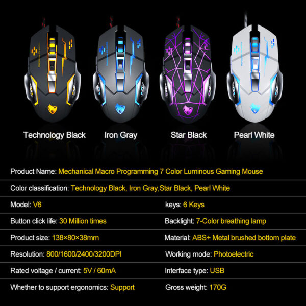 Rato Gaming Preto Com Luzes RGB - Image 2