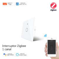 Interruptor de luz tátil de parede 1 canal Zigbee com fios