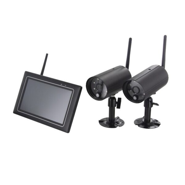 Kit 2 Câmaras Digitais sem fios 1080P + LCD 7'' + Gravação MicroSD