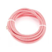 Cabo HO3VV-F 2x0,75mm² - 3m Têxtil Vermelho e Branco