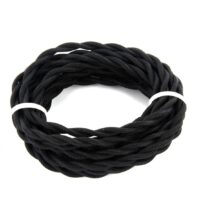 Cabo HO3VV-F 2x0,75mm² - 3m Têxtil Preto Entrançado