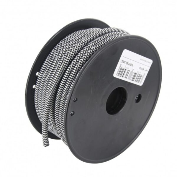 Bobina de Cabo Têxtil 20m Branco e Preto