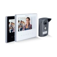 Kit Videoporteiro Slim com 1 monitor preto e 1 branco de 7''