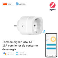 Tomada On/Off ZigBee 16A com leitor de consumo de energia