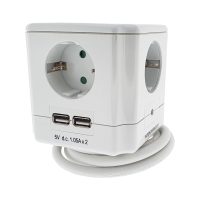 Cubo com 4 Tomadas + 2 USB com Proteção